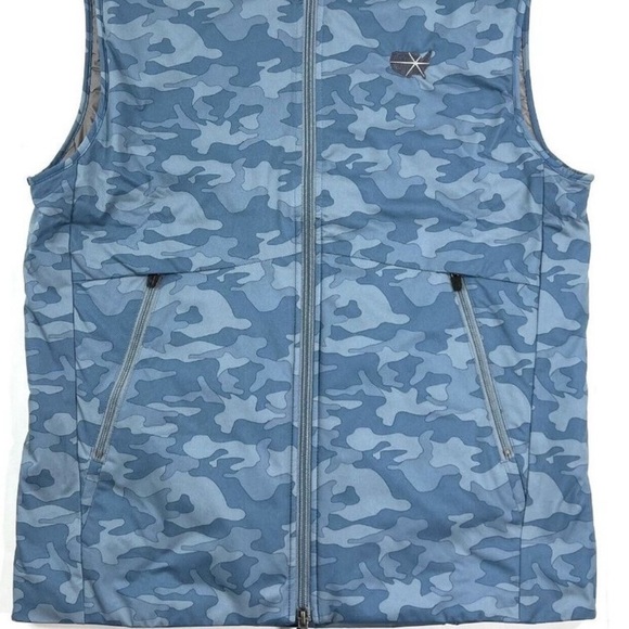 Johnnie-O Rippen 2 Way Zip Slate Blue Camouflage Puffer Vest-Size Medium-Golf - Picture 1 of 9